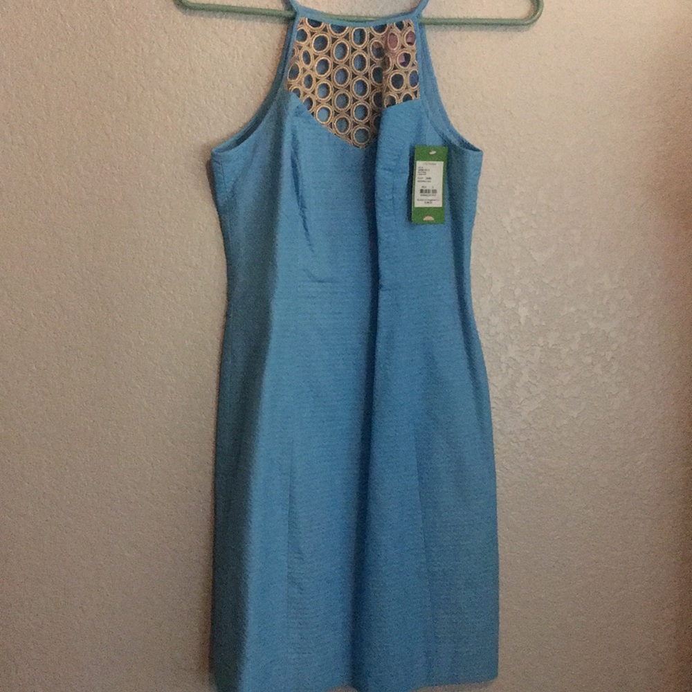Lilly Pulitzer blue dress with gold - Picture 3 of 8